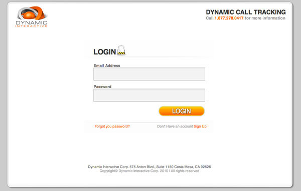 Dynamic Interactive Corp Login page design…