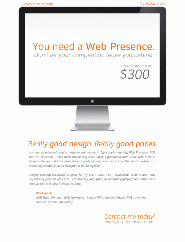 Ad I placed on Craigslist…